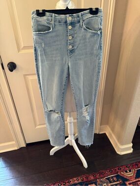 MOTHER Light Blue The Pixie Ankle Fray